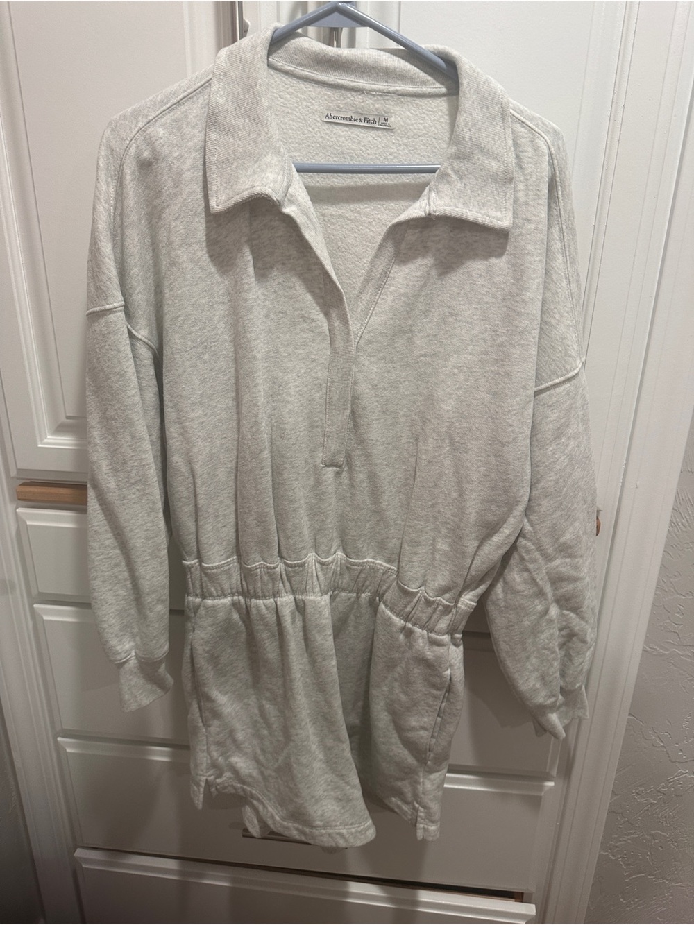 Abercrombie & Fitch Fleece Collared Long Sleeve Romper Gray M